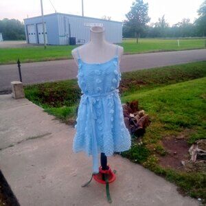 The Flying Tomato Blue Detailed Chiffon  Dress